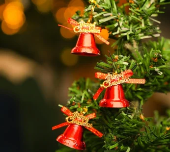 Christmas Bells Tree Decoration (Red, Set Of 18, Assorted)