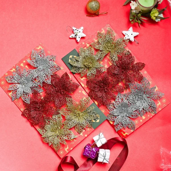 Christmas Decoration Star Set Of 2 (12 Pcs) – Golden & Silver, X-Mas Hanging