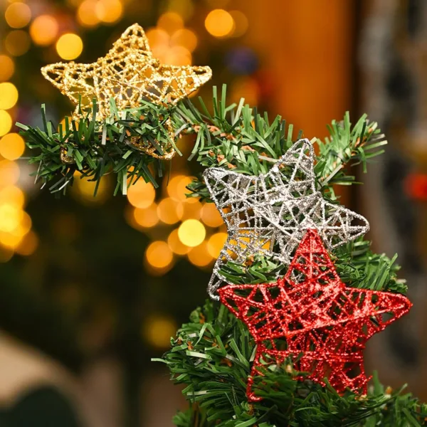 Christmas Decoration (White & Golden, Set Of 6 Pcs)