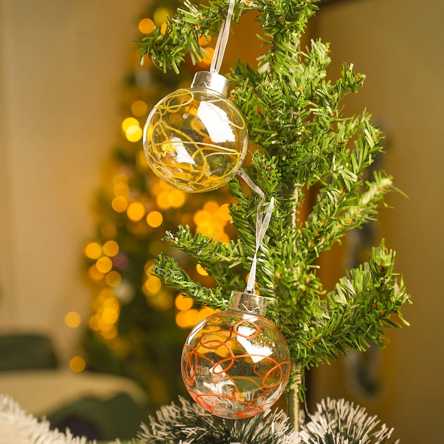 Premium Christmas Hanging Balls Set Of 2 Pcs (Transparent, Assorted) - Buy Online at Alikart