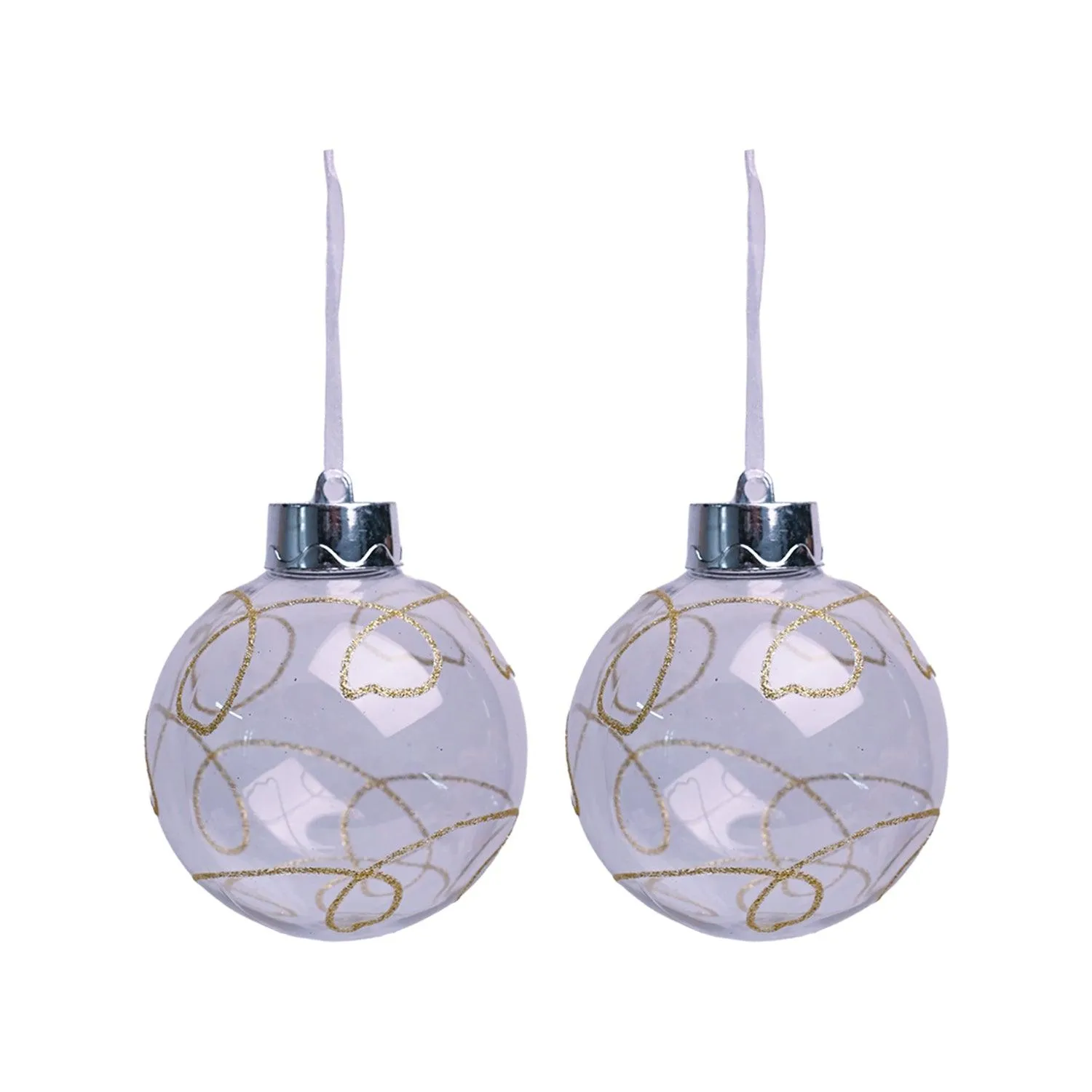 Christmas Hanging Balls Set Of 2 Pcs (Transparent, Assorted) - Detailed Feature View 1