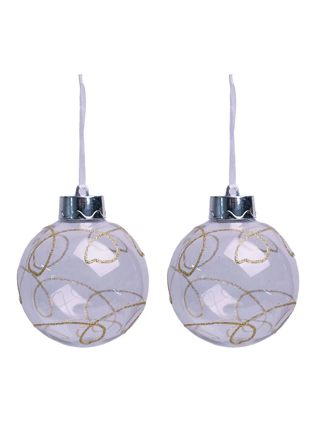 Christmas Hanging Balls Set Of 2 Pcs (Transparent, Assorted) - Detailed Feature View 7
