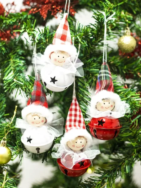 Christmas Hanging Santa Head Ornament With Bell Set Of 4 Pcs – Assorted Design
