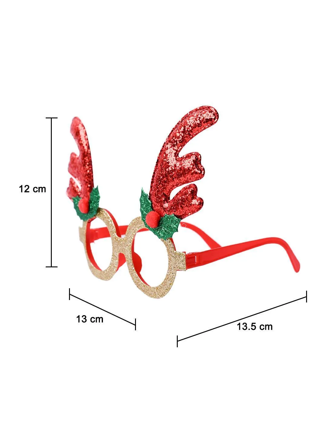 Christmas Raindeer Horns Party Spectacles (Red & Gold, Set Of 2) - Detailed Feature View 7