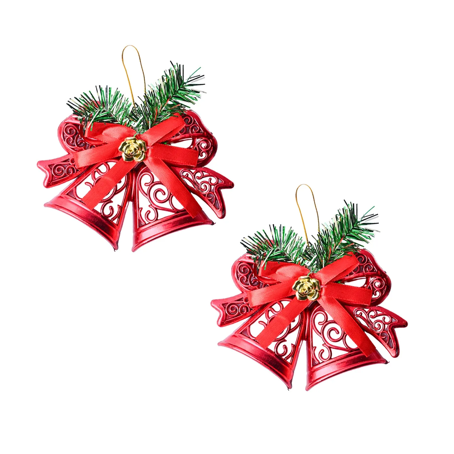 Christmas Tree Hanging Bell (Red, Set Of 2) - Detailed Feature View 1