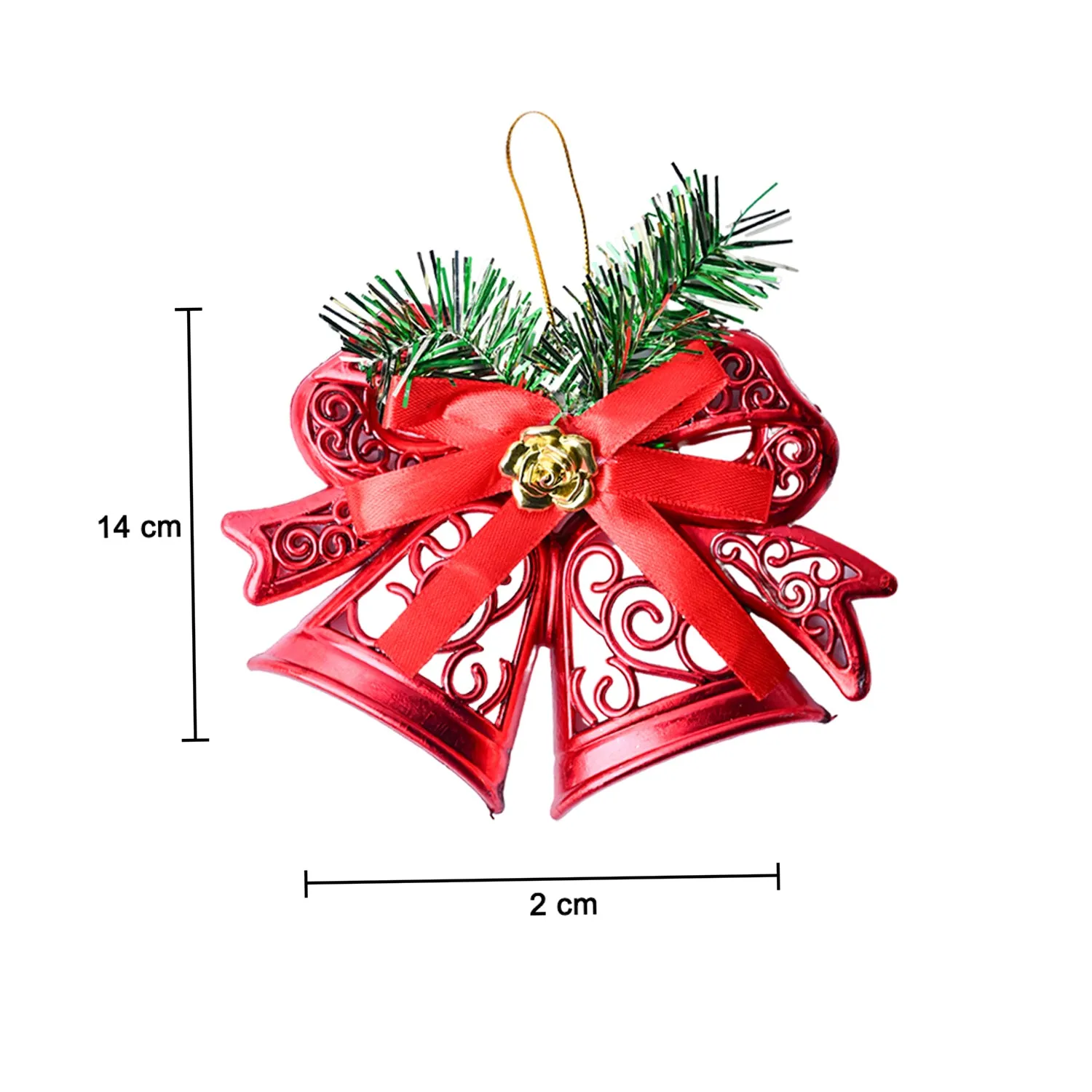 Christmas Tree Hanging Bell (Red, Set Of 2) - Detailed Feature View 4