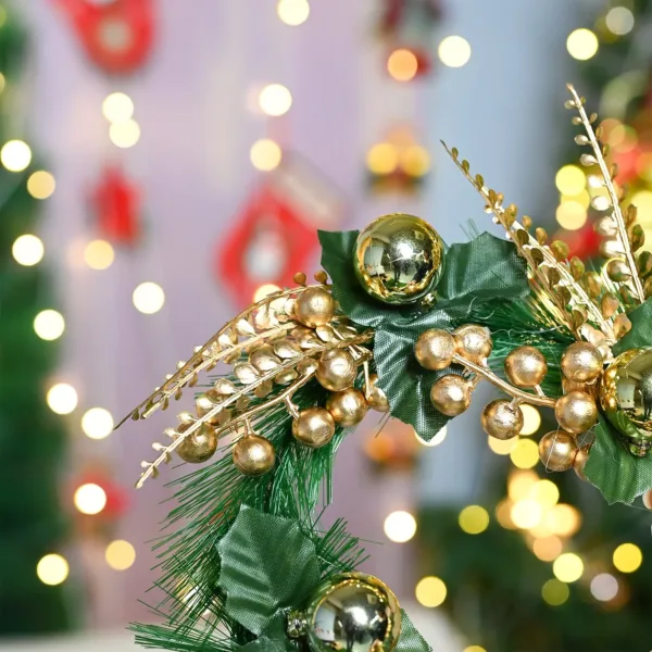 Christmas Wreath (26x26x3 cm) – Green & Golden, X-Mas Wreath