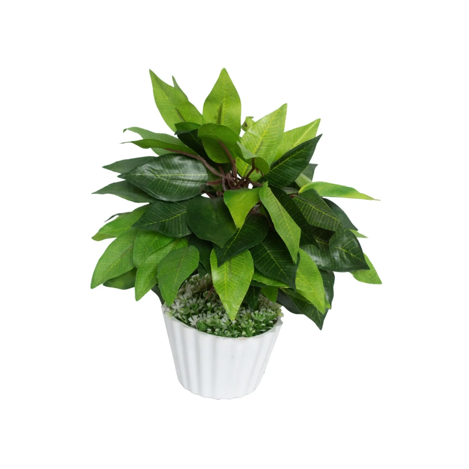 Ciliated Leaves Artificial Flower Vase For Home Décor - Detailed Feature View 2