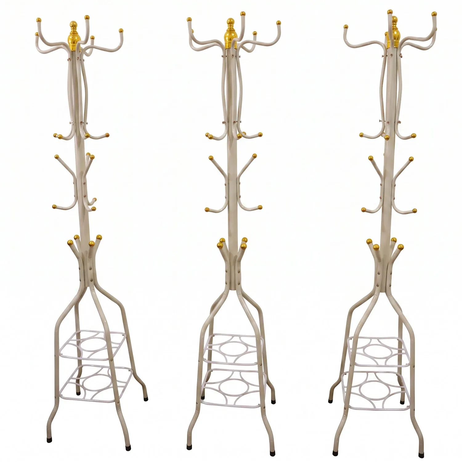 Metal Floor Standing Coat Rack Stand with Bottom Storage Shelf (1 Pc) - Detailed Feature View 4