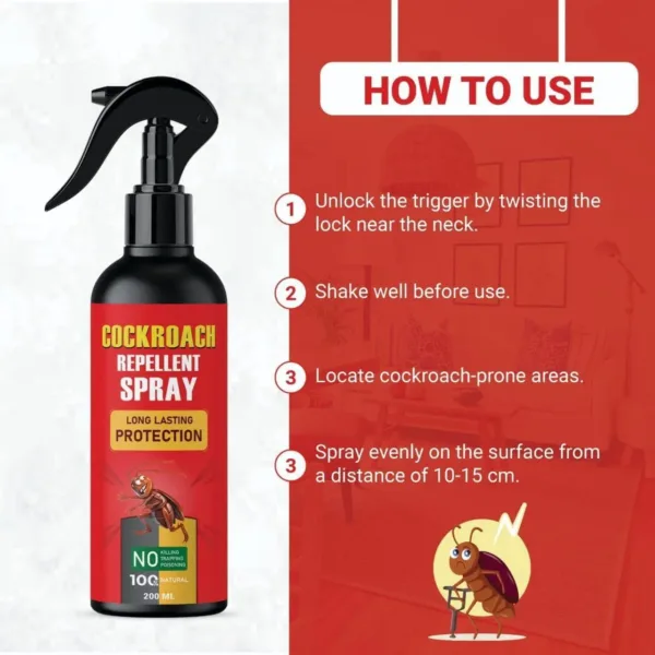 Cockroach Repellent Spray (200ml) – Powerful Insect Control Spray for Home, Kitchen & Bathroom