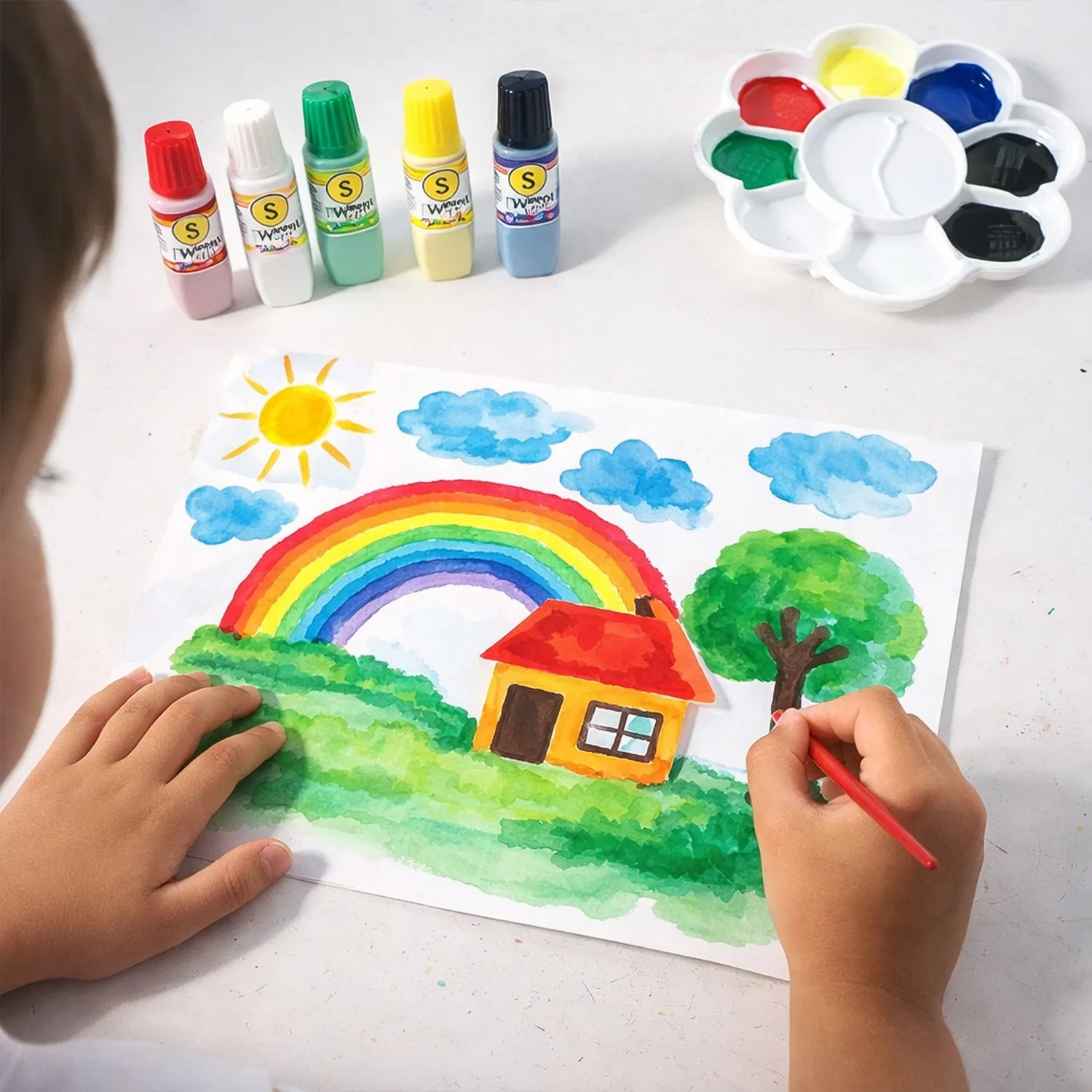 Kids Water Colour Painting Set – Complete Art Kit with Brush & Palette - Detailed Feature View 2