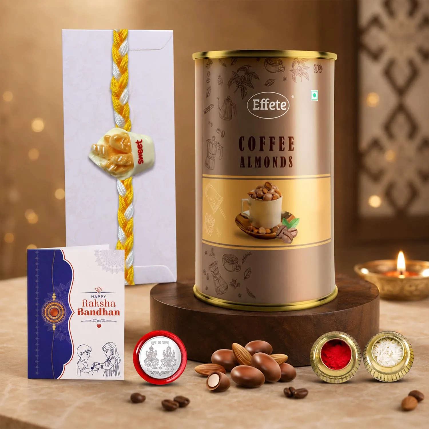 Premium Complete Celebration Rakhi for Brother with Coffee Almond 96gm, Pack of 5 - Buy Online at Alikart