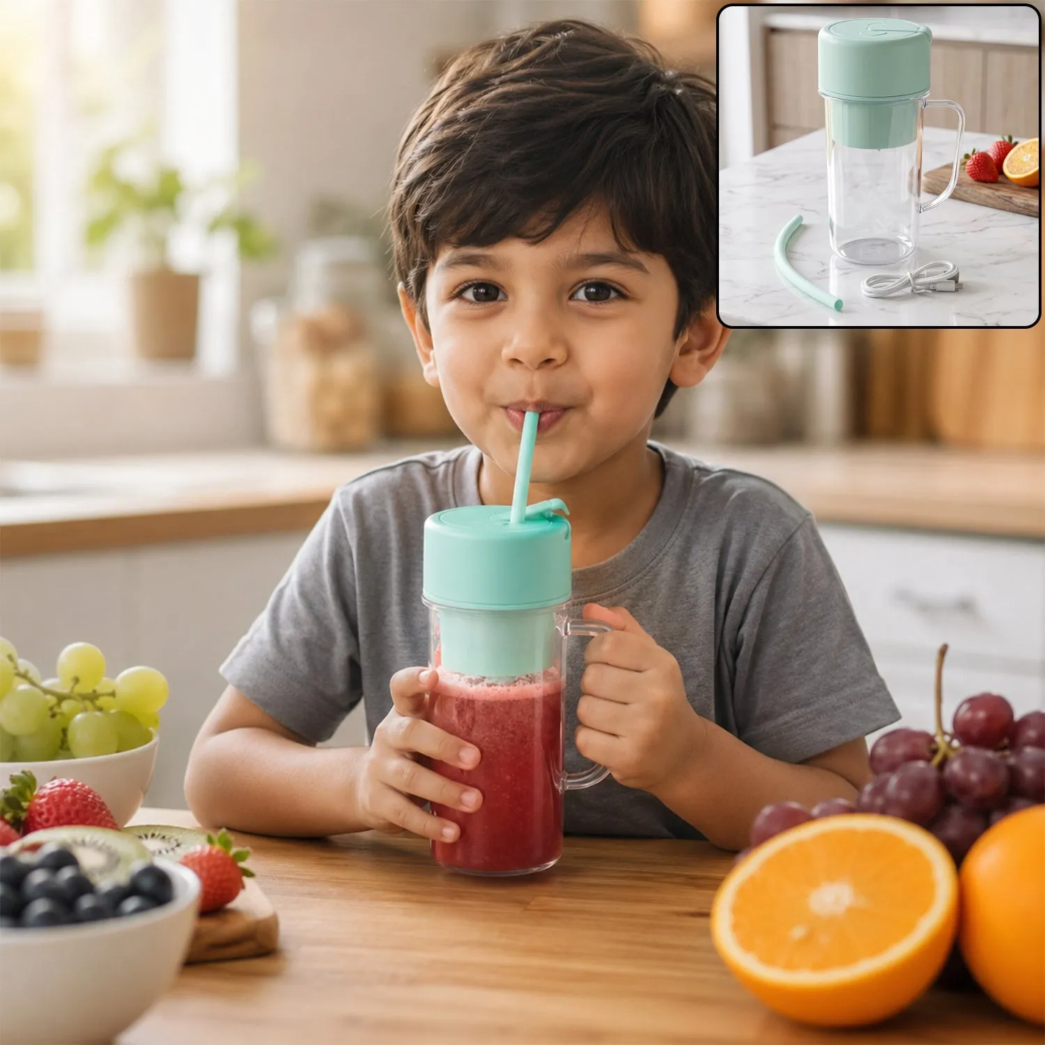 Premium Portable Juicer 420 ML USB Rechargeable Blender Bottle for Home (1 Pc) - Buy Online at Alikart