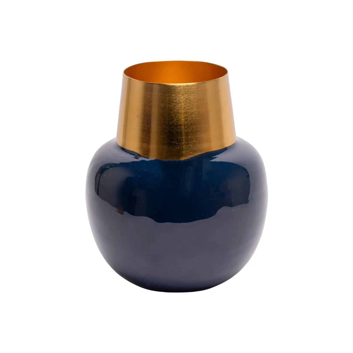 Decorative Enamel Vase - Golden & Blue - Detailed Feature View 1