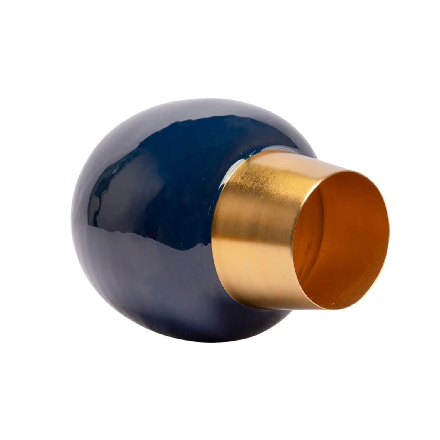 Decorative Enamel Vase - Golden & Blue - Detailed Feature View 2
