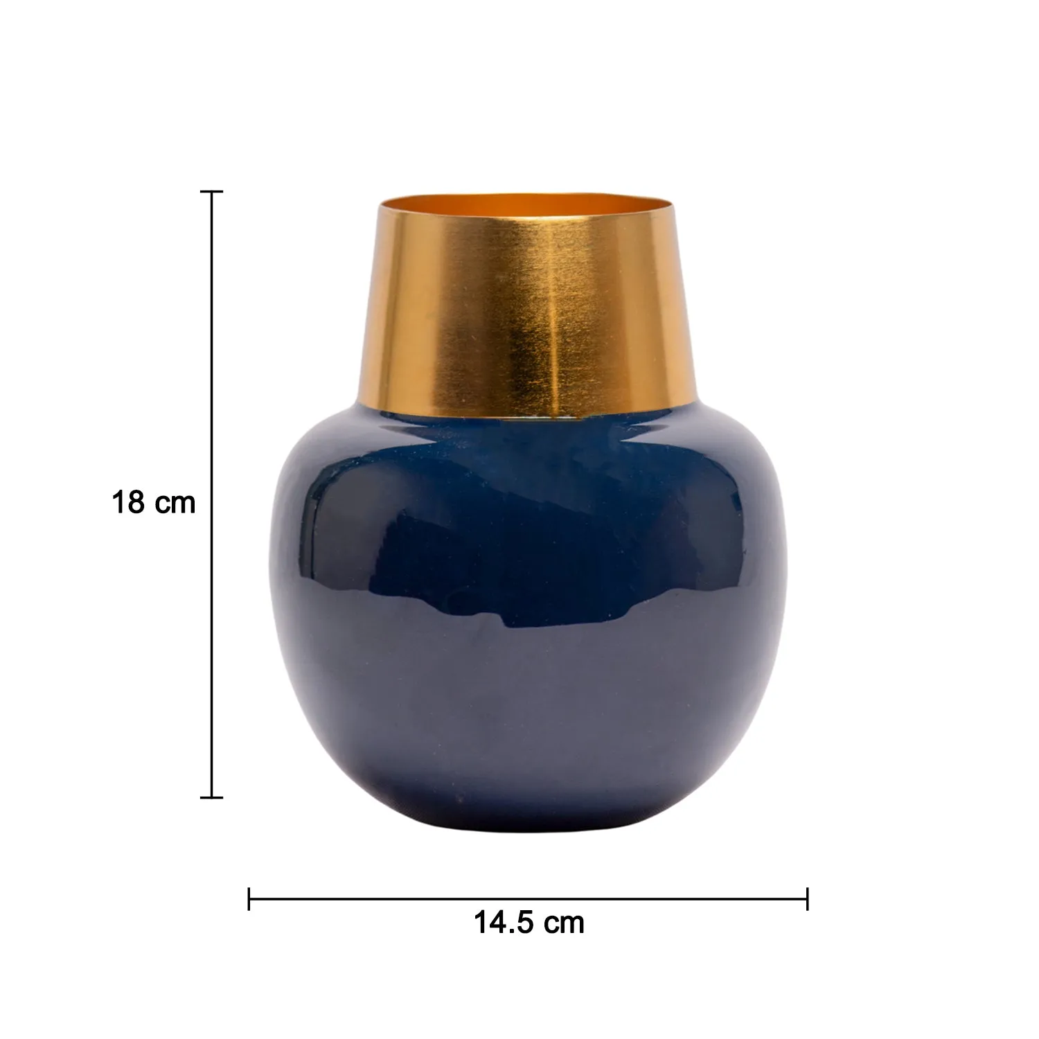 Decorative Enamel Vase - Golden & Blue - Detailed Feature View 3