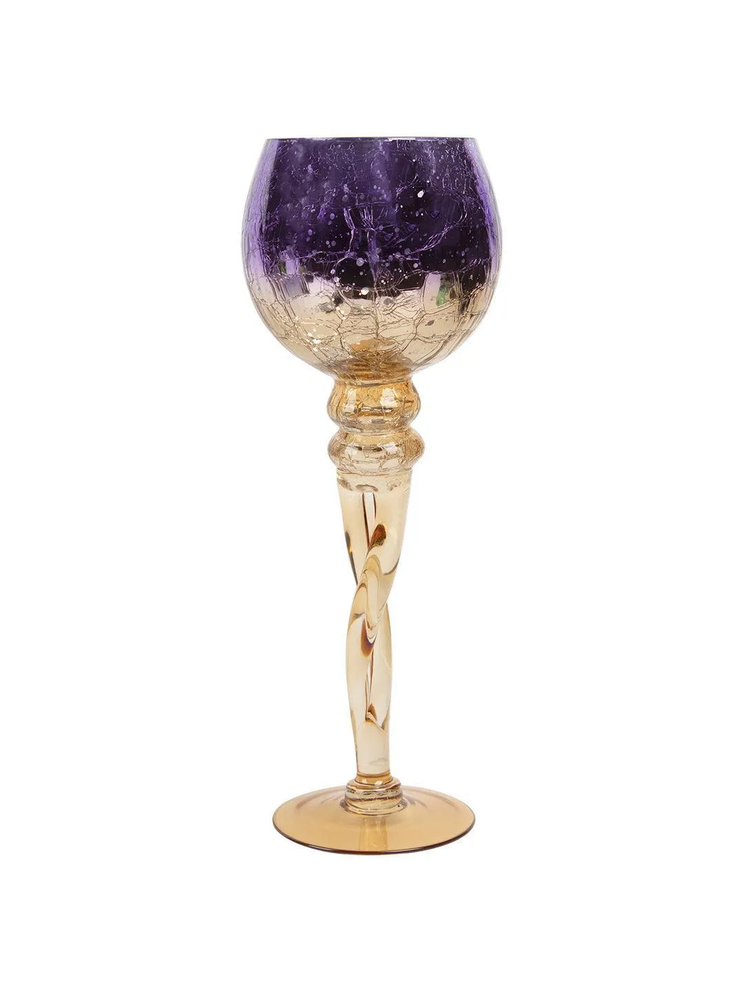Decorative Purple Tined Glass Candlestick Holders - Detailed Feature View 2
