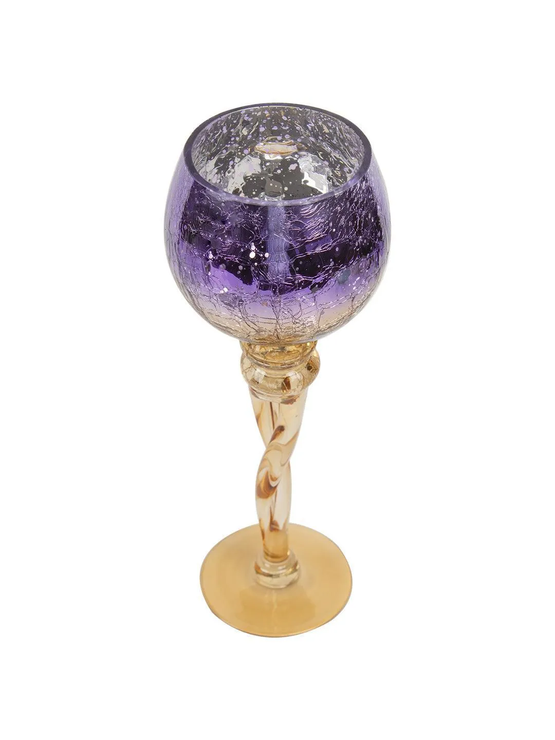 Decorative Purple Tined Glass Candlestick Holders - Detailed Feature View 3