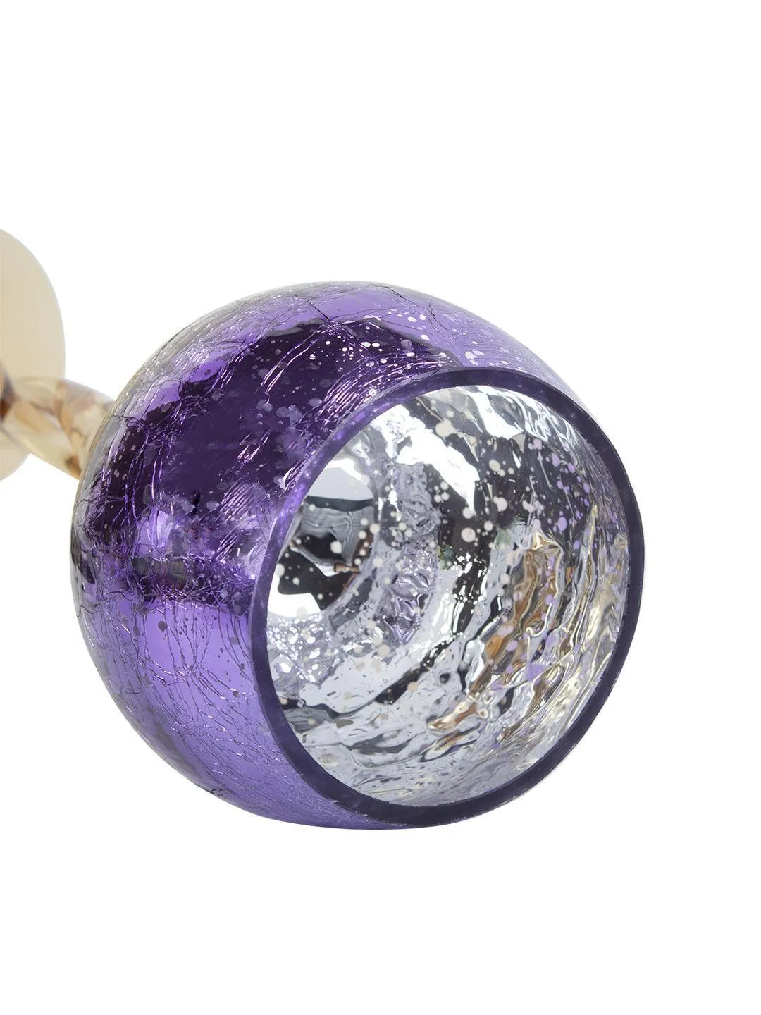 Decorative Purple Tined Glass Candlestick Holders - Detailed Feature View 4