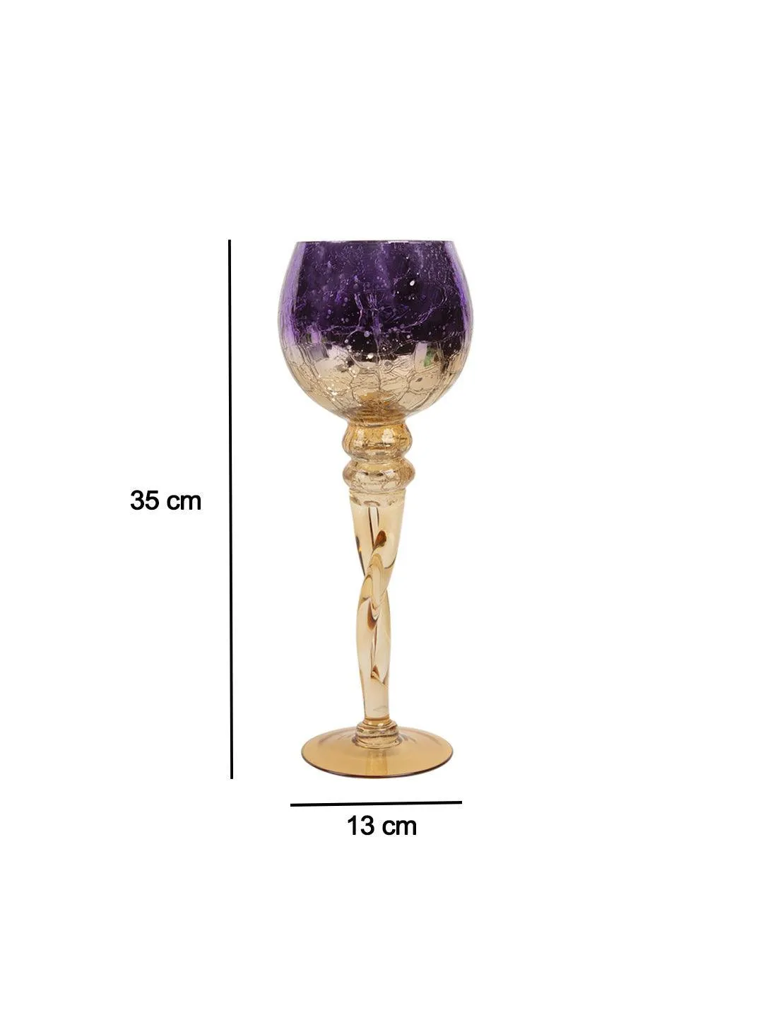 Decorative Purple Tined Glass Candlestick Holders - Detailed Feature View 5