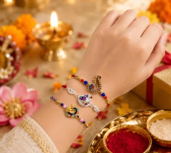 Designer Beautiful Multicolor Rakhi for Brother with Roli Tikka & Card, Pack of 6