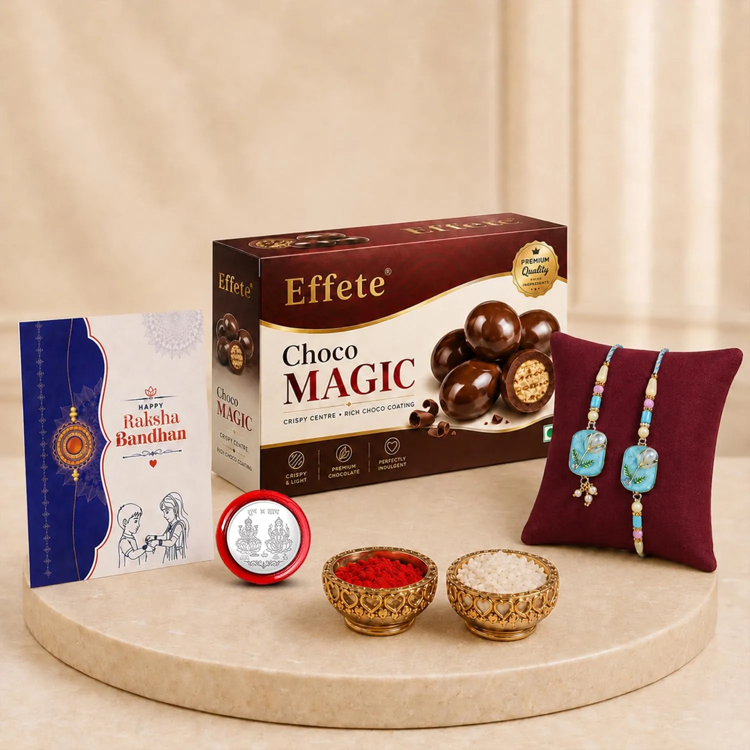 Premium Designer Rakhi for Brother with Choco Magic 96gm, Roli Tikka, Pack of 6 | Premium - Buy Online at Alikart