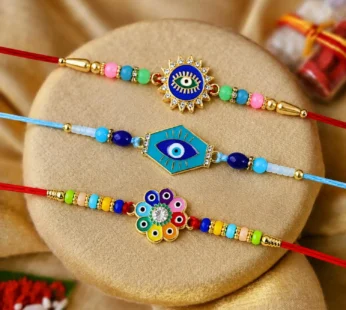 Designer Stylish Multicolor Evil Rakhi for Brother with Roli Tikka | Pack of 6