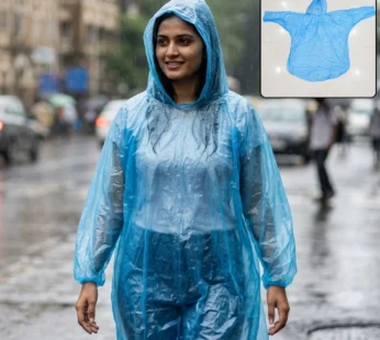 Disposable Rain Coat with Hood Waterproof Plastic Poncho Unisex (1 Pc)