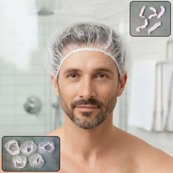 Men’s Disposable Shower Caps – Waterproof Hair Protection Pack of 5