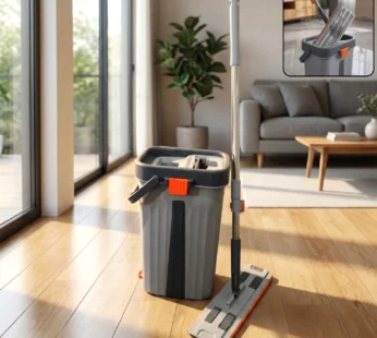 Flat Mop with Bucket Set – Big Size, Easy Press Wringer