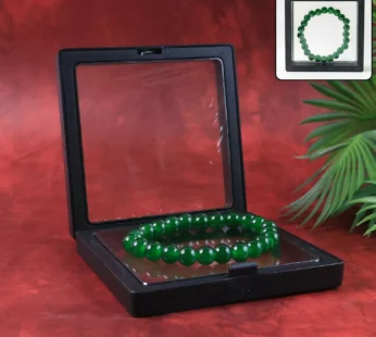 Green Bead Bracelet – Elegant Unisex Stretch Fit with Display Box