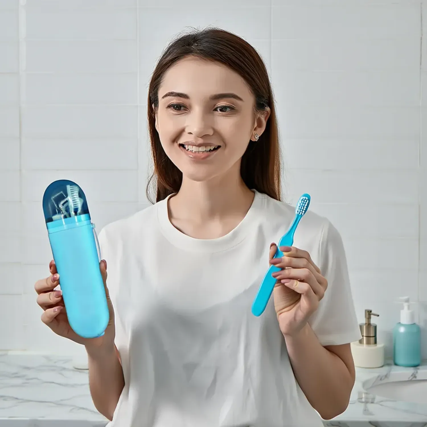 Portable Travel Toothbrush Storage Case – Durable & Lightweight Plastic Toothbrush Holder for Bathroom, Travel & Camping (Random color-Pack of 1) - Detailed Feature View 3