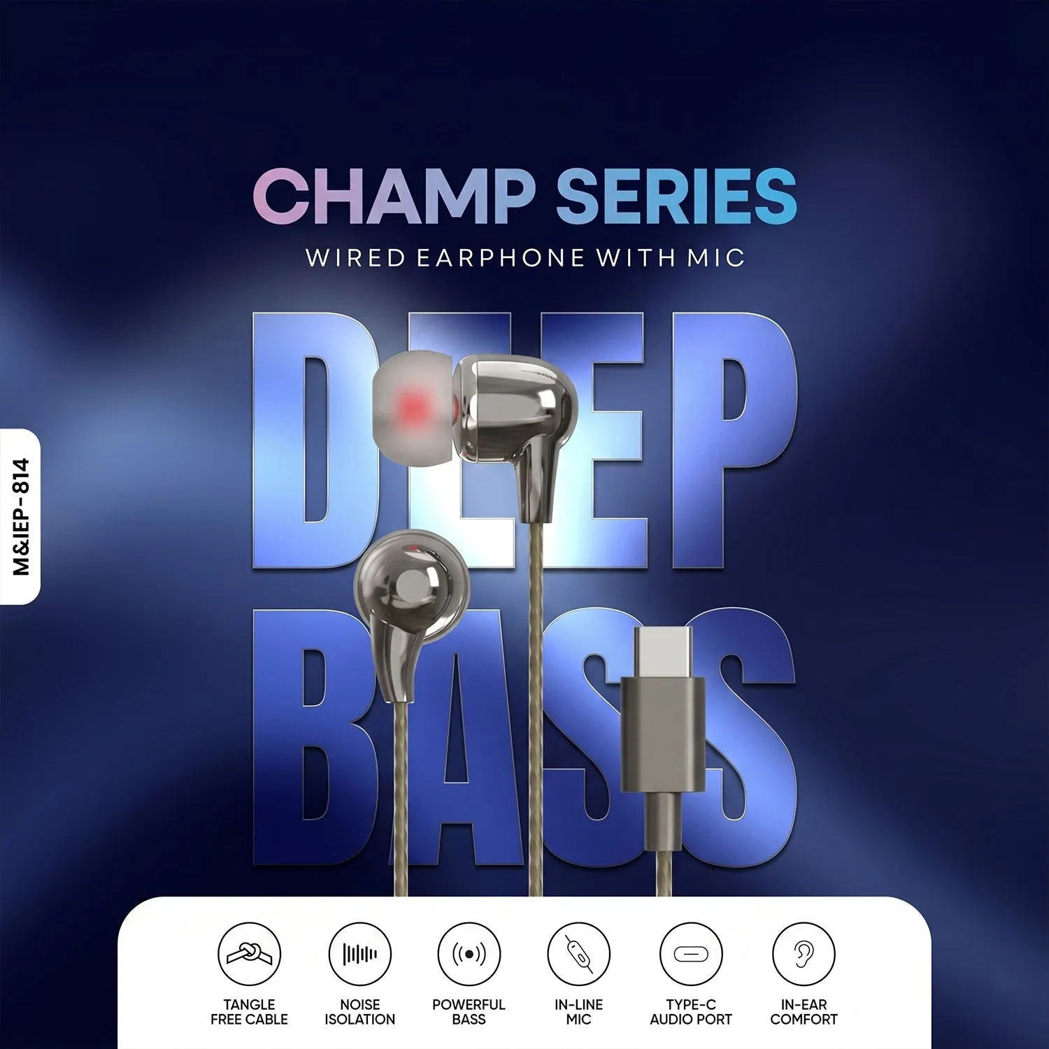 Type-C Wired Earphones – Clear Sound & Noise Isolation for Calls - Detailed Feature View 2