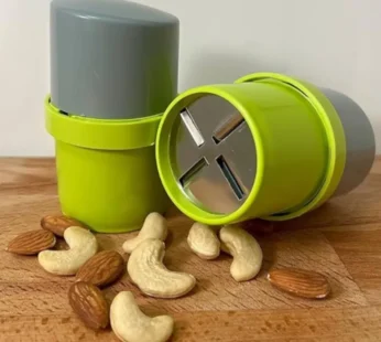 Easy Dry Fruit Cutter & Slicer (Round Shape) – Built-in Storage, Multicolor Nut Cutter for Cashews, Almonds, and Dry Fruits (Random Color-Pack of 1)