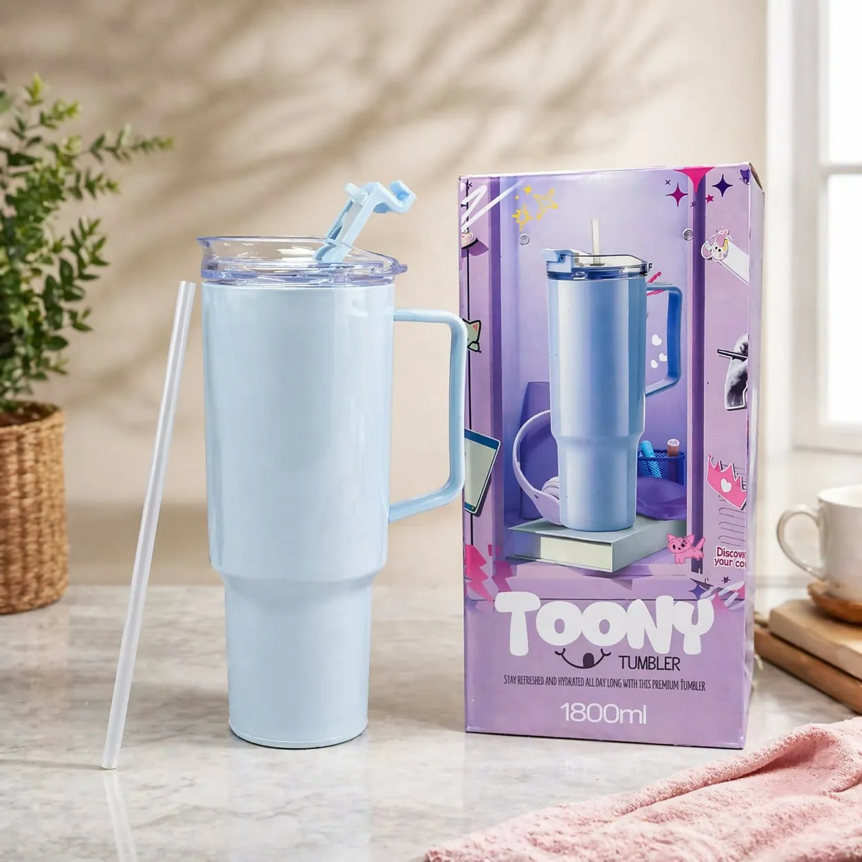 Premium Travel Tumbler – Large 1800ml Capacity with Leak-Proof Lid for Hydration - Buy Online at Alikart