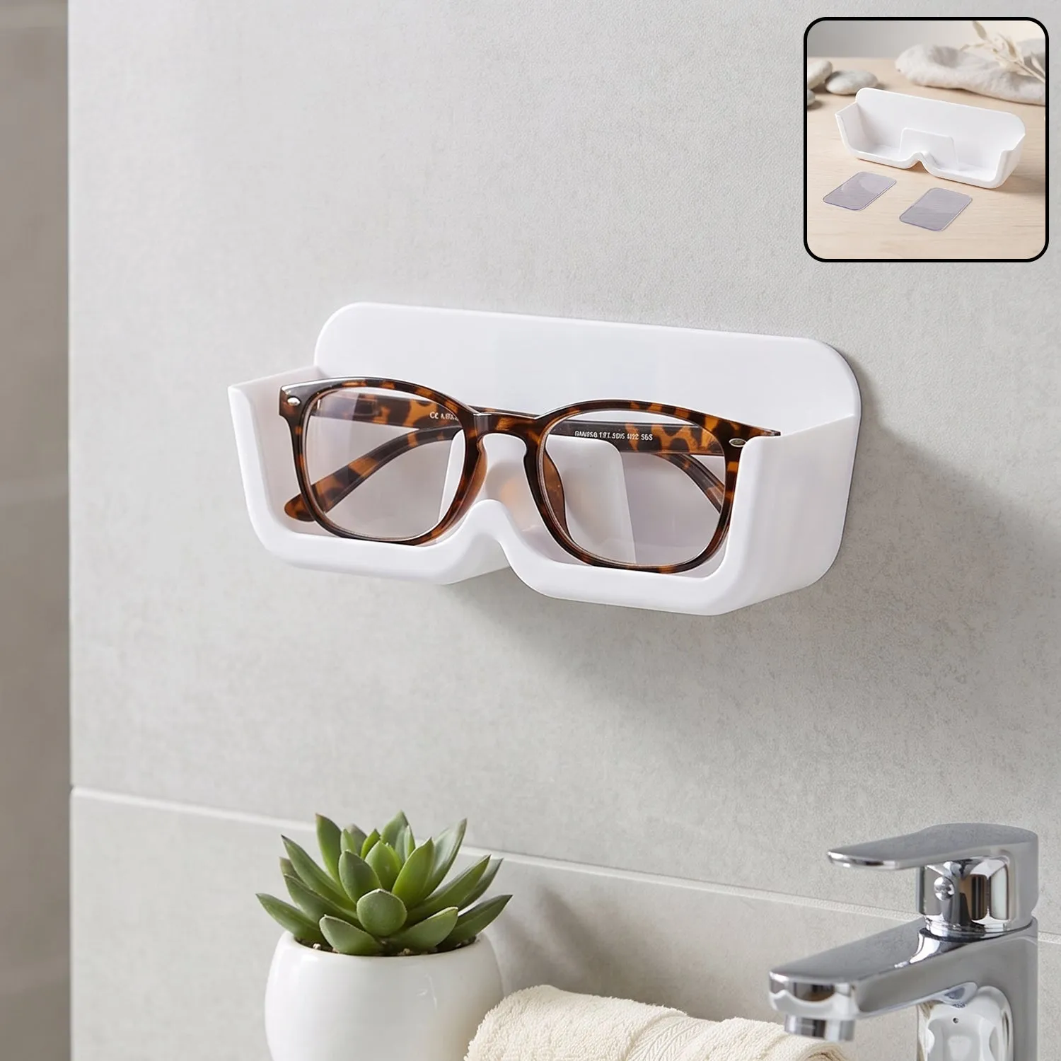 Premium Plastic Sunglasses Holder Stand Wall Mounted Eyewear Rack Adhesive (1 Pc) - Buy Online at Alikart