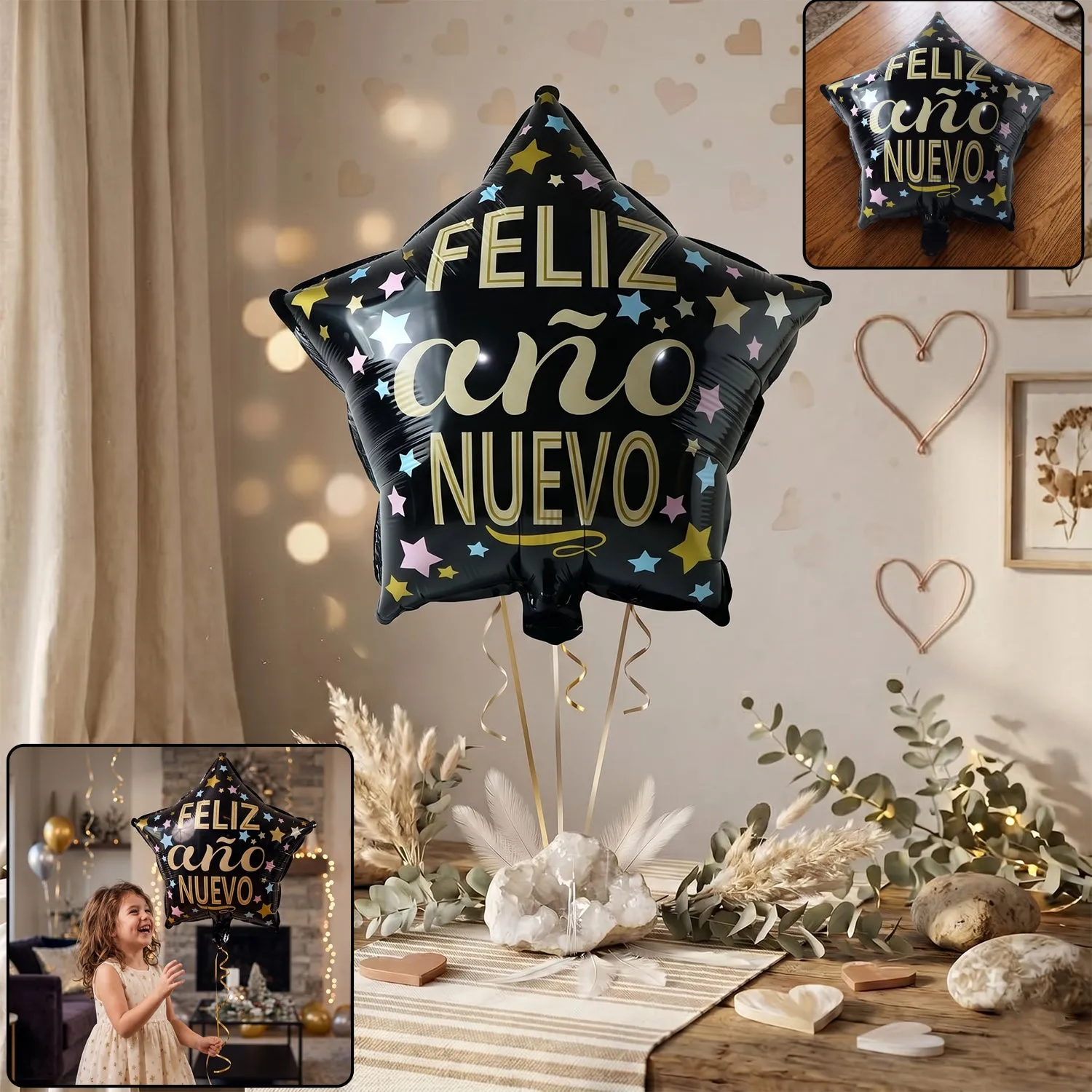 Premium Black Star Feliz Ano Nuevo Foil Balloon – Bright Festive Decor - Buy Online at Alikart
