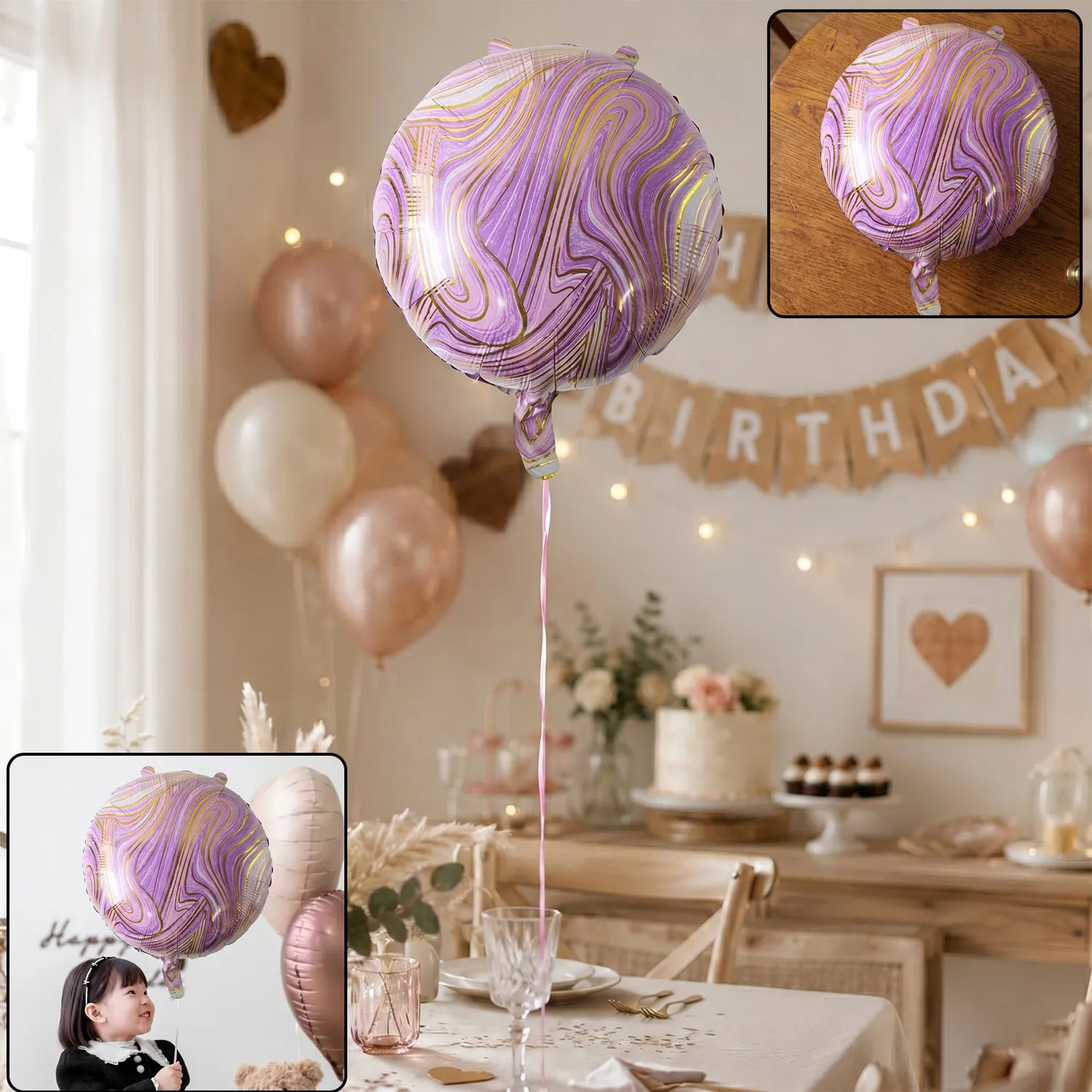 Premium Round Marble Foil Balloon – Bright Party Decoration 15cm - Buy Online at Alikart