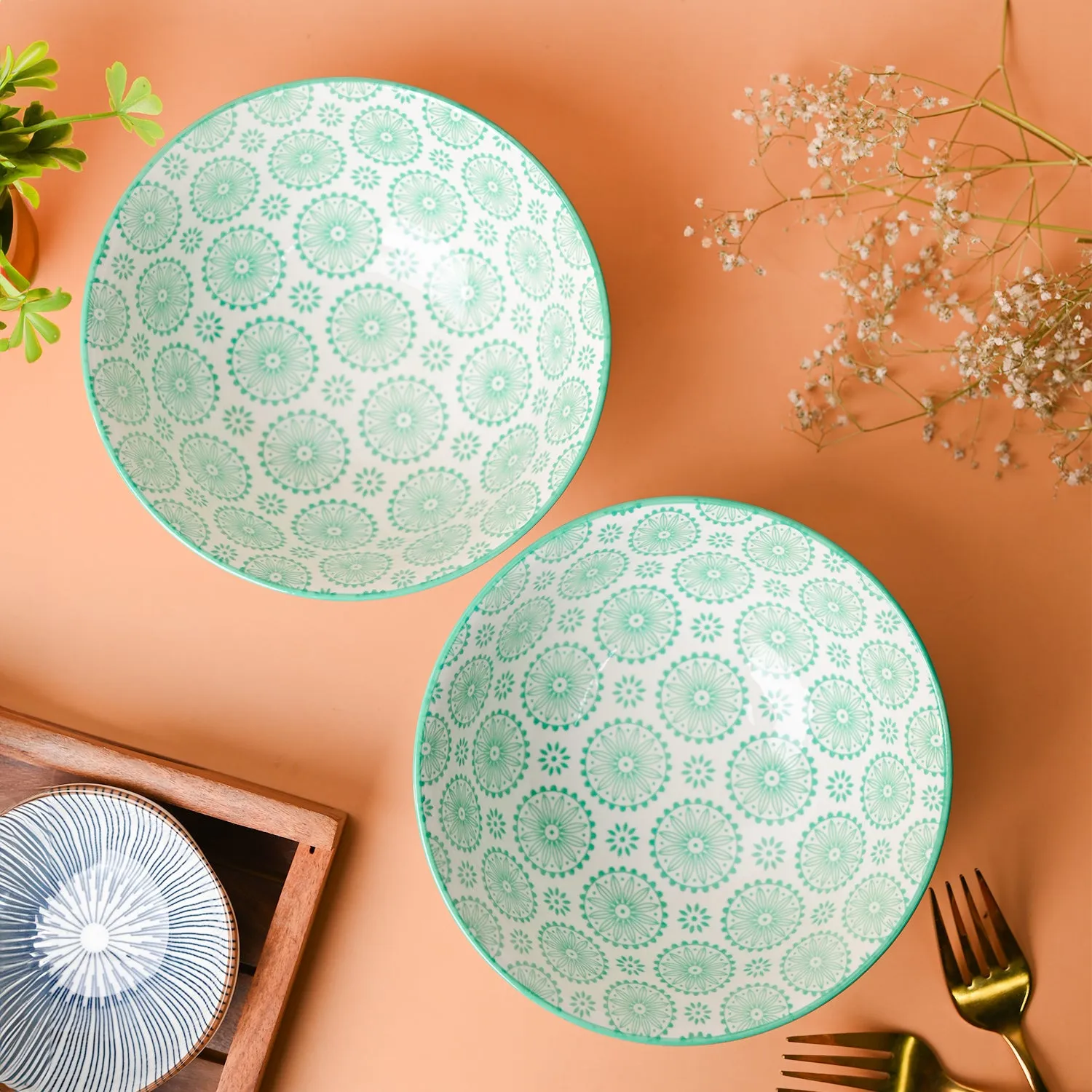 Floral Bowl Set Of 2 (650Ml) - Detailed Feature View 1