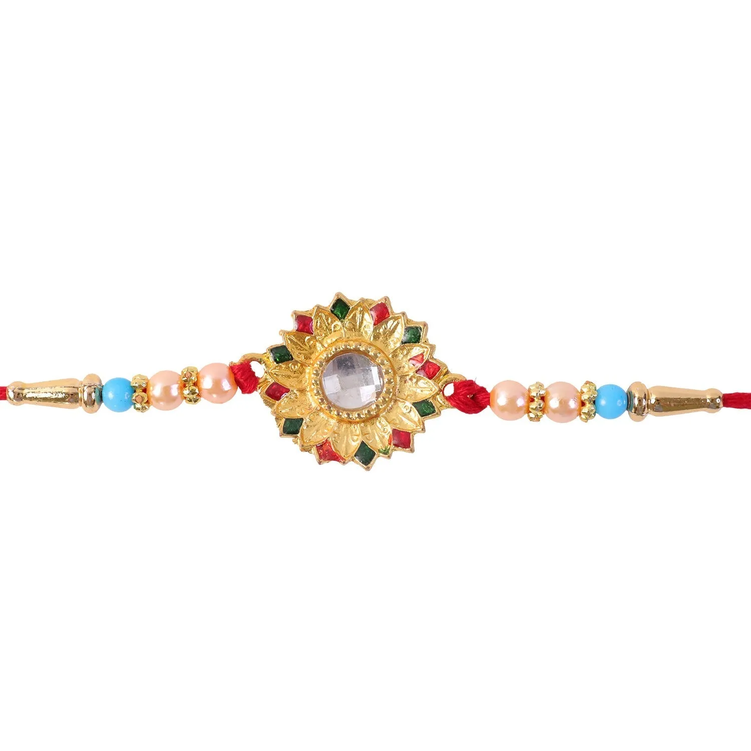Floral Mirror Rakhi Traditional Brother Gift for Raksha Bandhan (10pcs) - Detailed Feature View 5