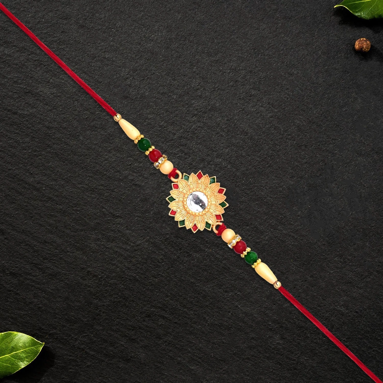 Floral Mirror Rakhi Traditional Brother Gift for Raksha Bandhan (10pcs) - Detailed Feature View 8
