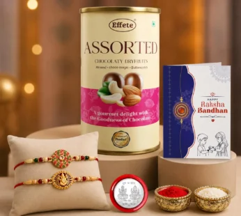 Floral Rakhi for Brother with Emperor Chocolate, Roli Tikka & Card | Pack of 6