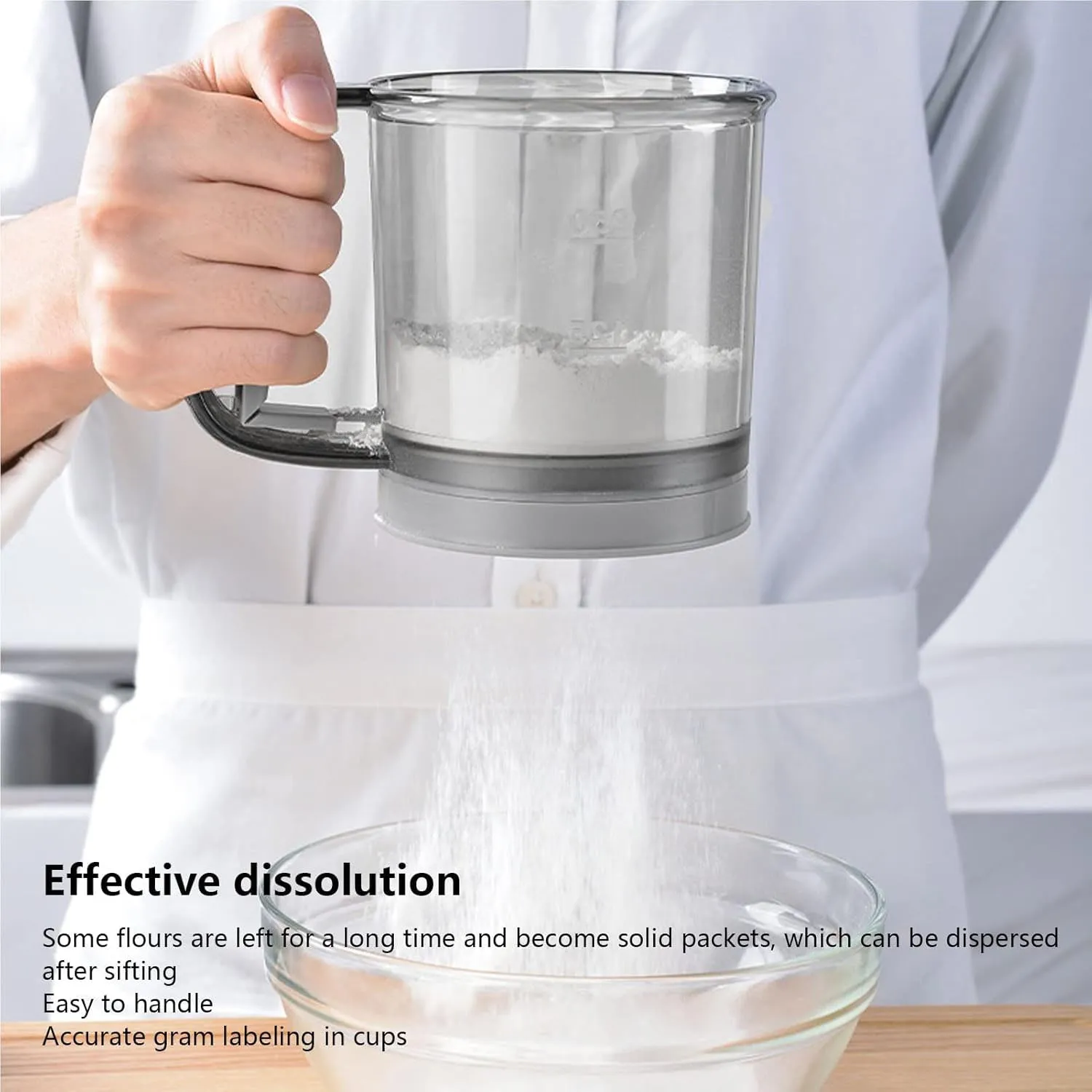 Plastic Flour Sieve Cup – Fine Mesh Filter with Handle for Baking - Detailed Feature View 2