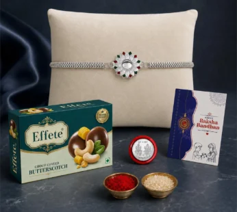 Flower Rakhi for Brother with Butter Scotch 32gm, Roli Tikka & Card | Pack of 5