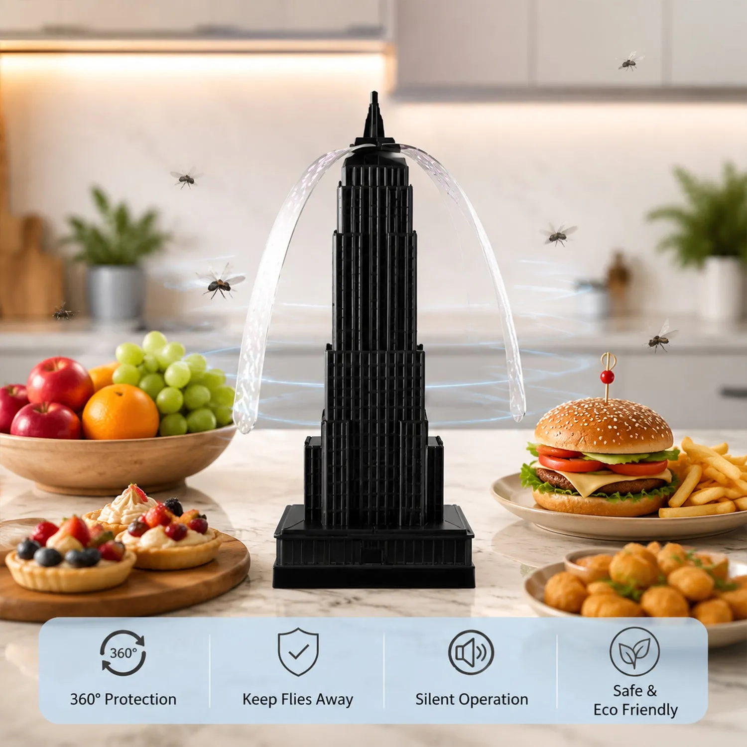 Big Tabletop Fly Repeller Fan Large Tower Design Food Protection (1 Pc) - Detailed Feature View 8