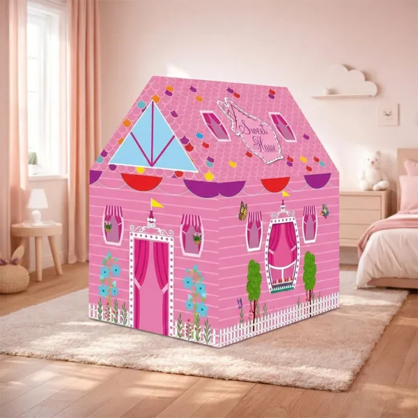Kids Play Tent House – Pink Foldable Design for Indoor & Outdoor Fun