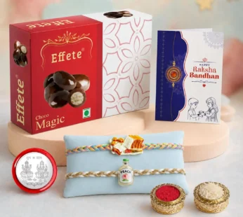 Food Rakhi for Brother with Chocolate Magic 32gm, Roli Tikka & Card, Pack of 6