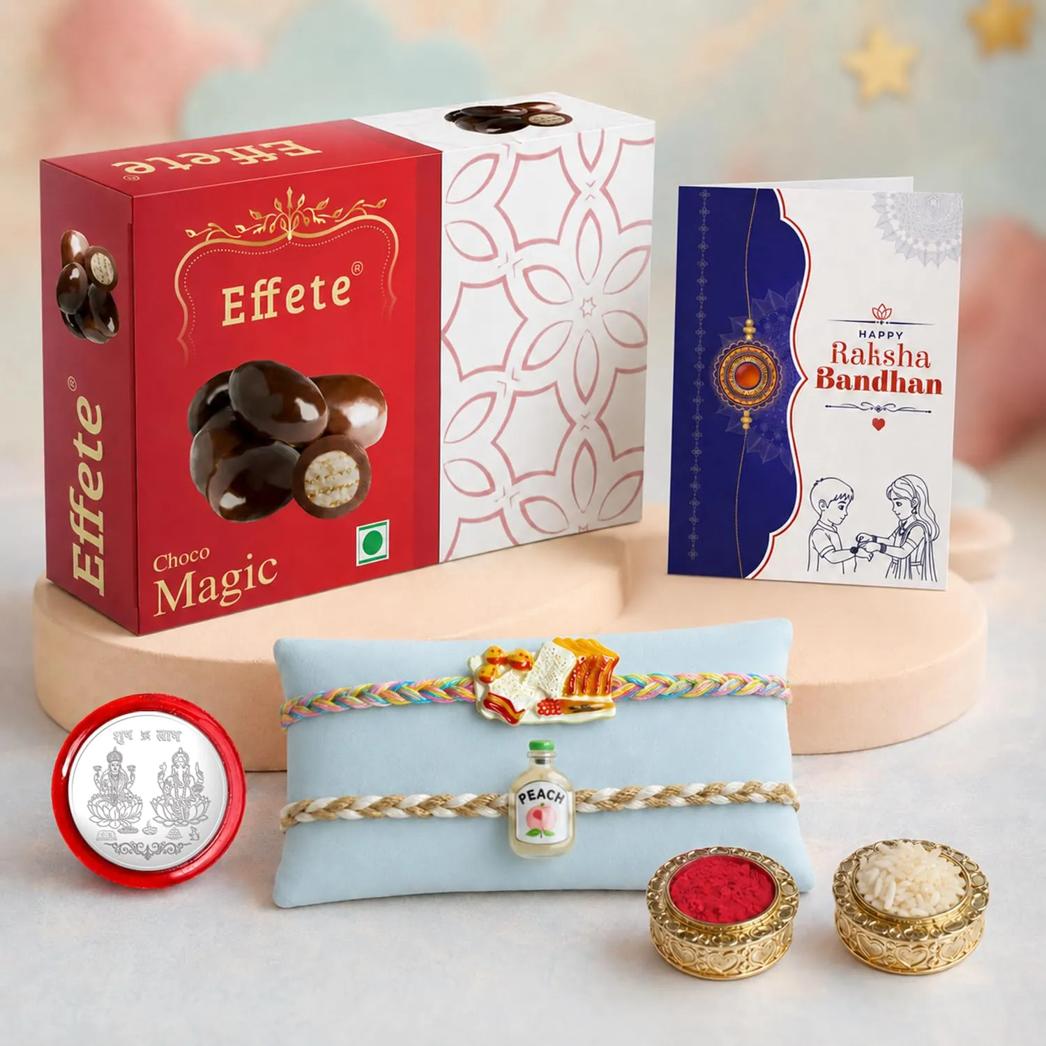 Premium Food Rakhi for Brother with Chocolate Magic 32gm, Roli Tikka & Card, Pack of 6 - Buy Online at Alikart