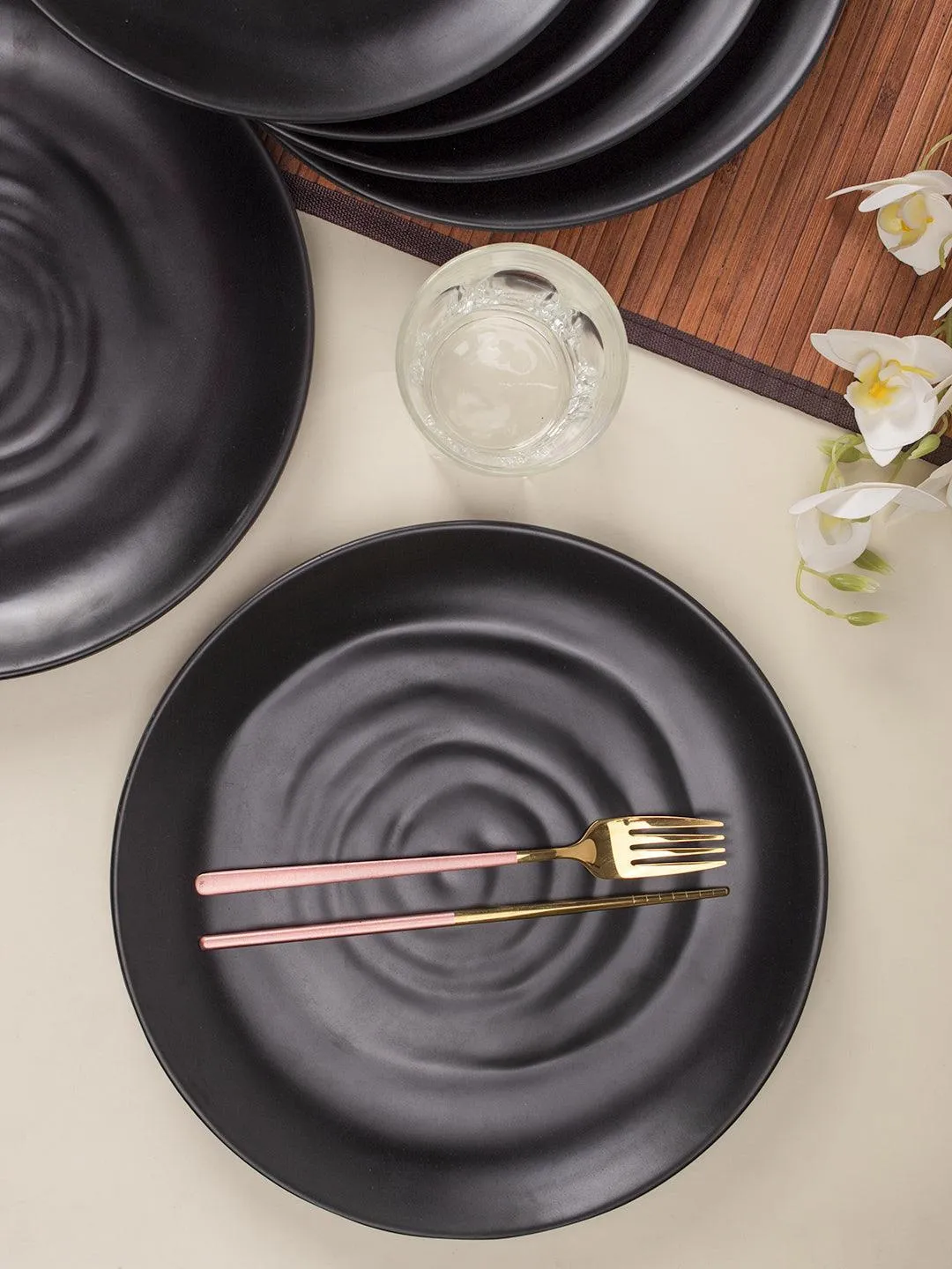 Premium Full Plate (Black Matte Spiral) Set Of 6 - Buy Online at Alikart
