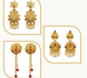 Gold Plated Traditional Earrings Combo Set of 3 for Women